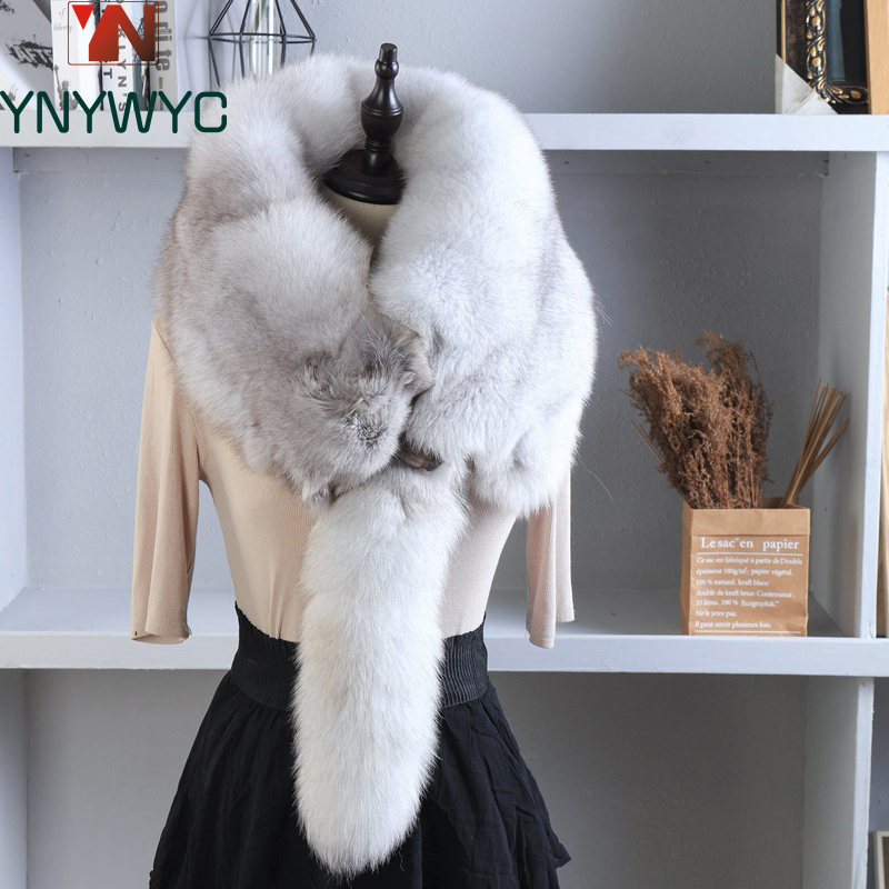 Men Accessories In Silver - Unisex Real Fur Fox Scarf Men