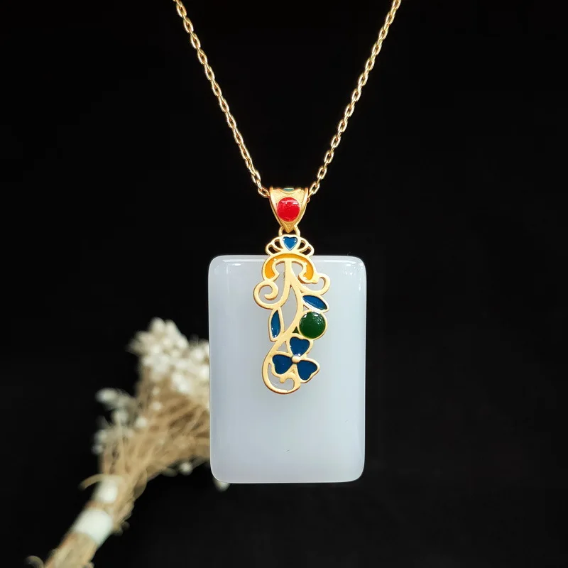 Jade Pendant Necklace Amulet C - Men Accessories In Silver 评论和价格
