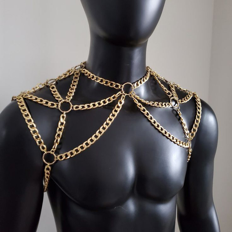 Punk Men Shoulder Body Chain B - Men Accessories In Silver 评论和价格