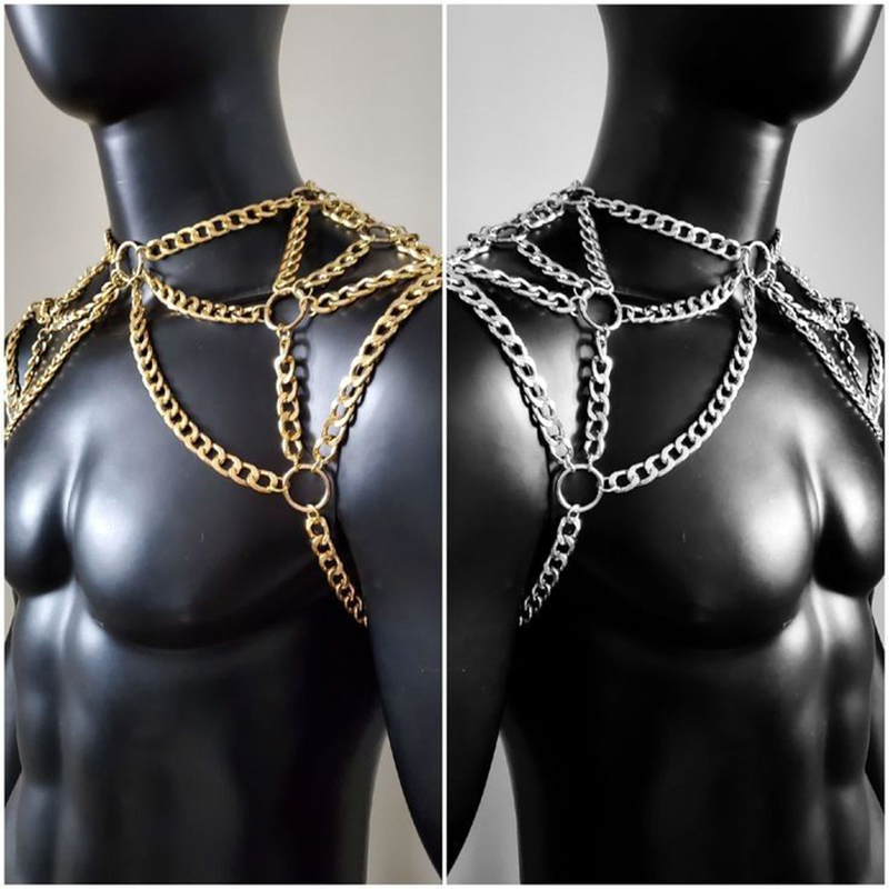 Punk Men Shoulder Body Chain B - Men Accessories In Silver 评论和价格