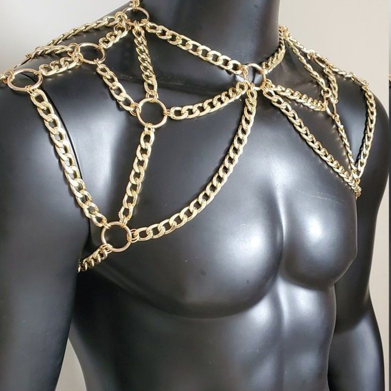 Punk Men Shoulder Body Chain B - Men Accessories In Silver 评论和价格